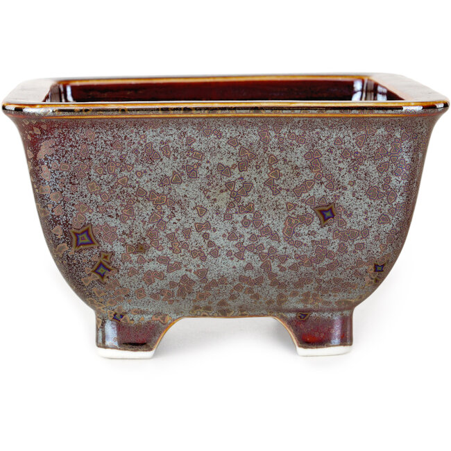 Vaso bonsai quadrato marrone di Heian Kosen - 133 x 133 x 80 mm