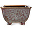 Square brown bonsai pot by Heian Kosen - 133 x 133 x 80 mm