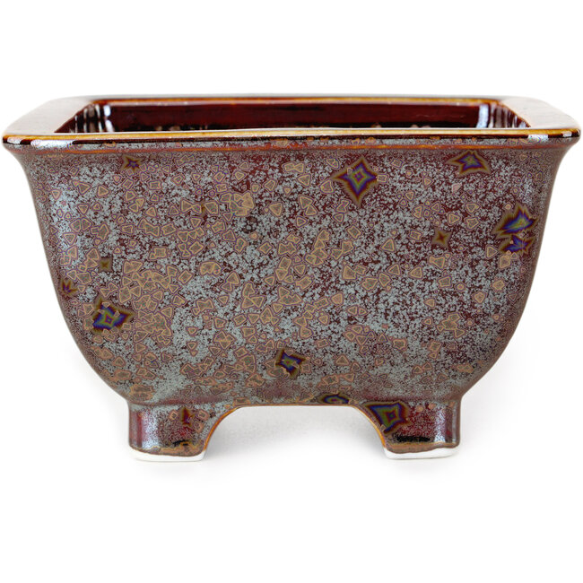 Vaso bonsai quadrato marrone di Heian Kosen - 133 x 133 x 80 mm
