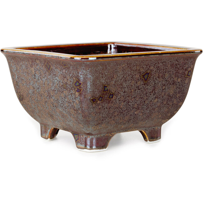 Vaso bonsai quadrato marrone di Heian Kosen - 133 x 133 x 80 mm