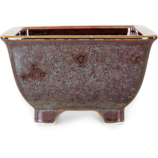 Maceta cuadrada marrón para bonsái de Heian Kosen - 133 x 133 x 80 mm