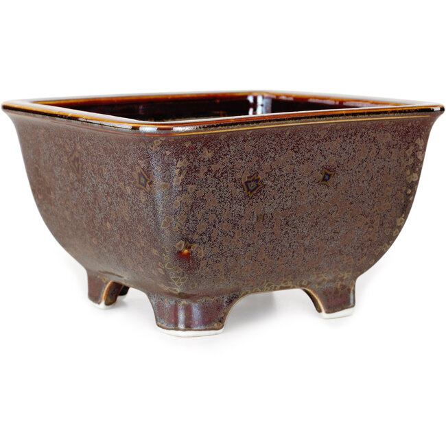 Pot à bonsaï carré marron de Heian Kosen - 133 x 133 x 80 mm
