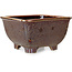 Vaso bonsai quadrato marrone di Heian Kosen - 133 x 133 x 80 mm