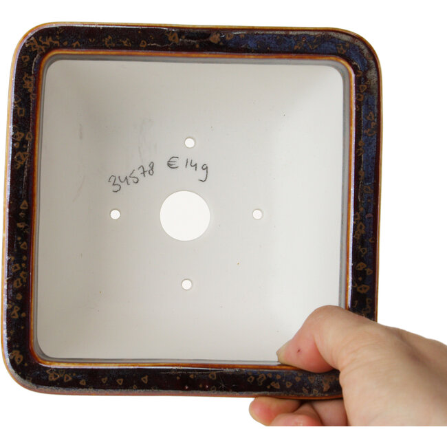 Maceta cuadrada marrón para bonsái de Heian Kosen - 133 x 133 x 80 mm