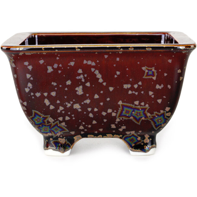 Pot à bonsaï carré marron de Heian Kosen - 133 x 133 x 80 mm