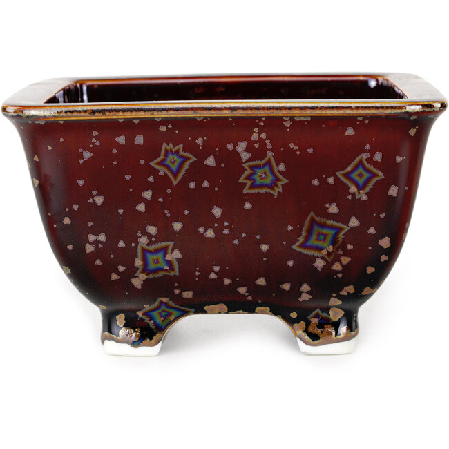 Pot à bonsaï carré marron de Heian Kosen - 133 x 133 x 80 mm