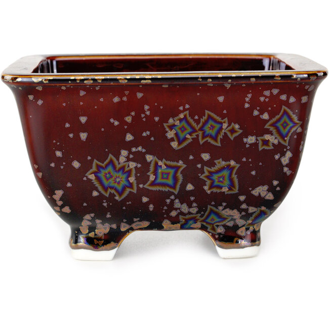 Vaso bonsai quadrato marrone di Heian Kosen - 133 x 133 x 80 mm