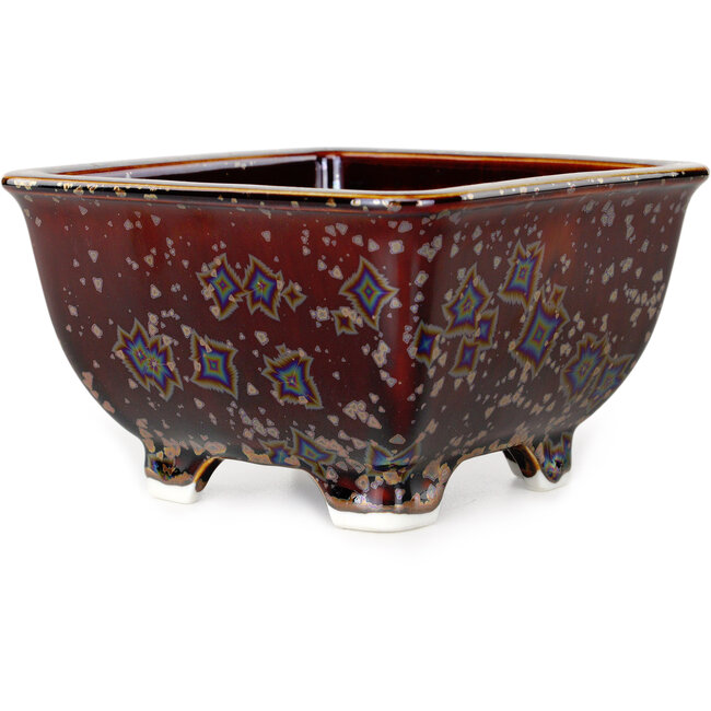 Pot à bonsaï carré marron de Heian Kosen - 133 x 133 x 80 mm