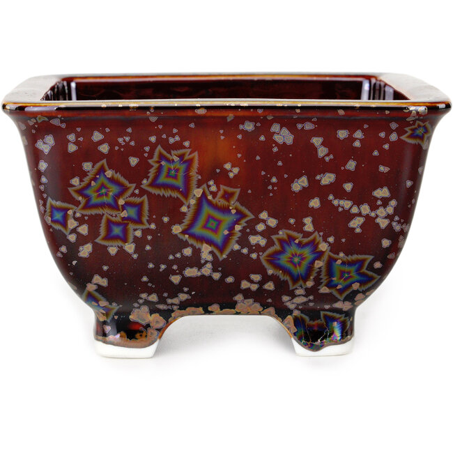 Pot à bonsaï carré marron de Heian Kosen - 133 x 133 x 80 mm