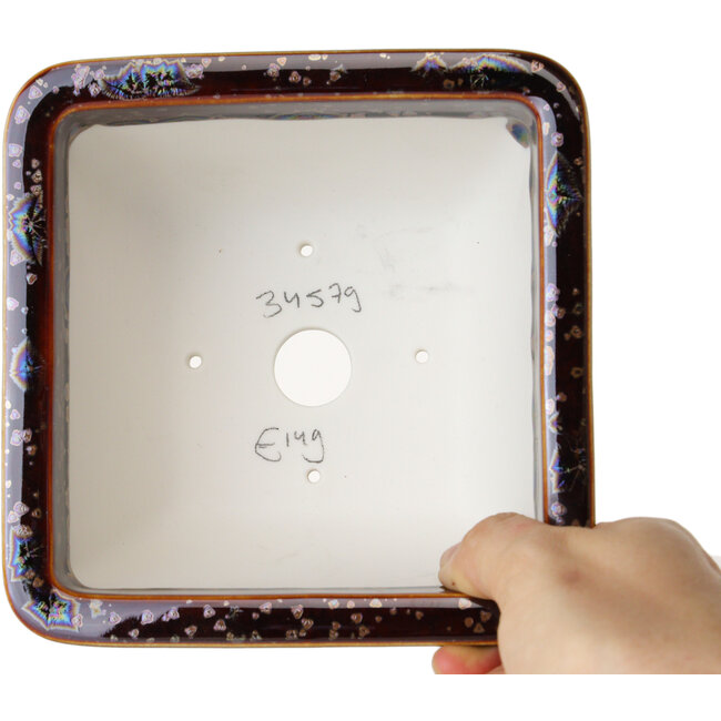 Quadratischer brauner Bonsai-Topf von Heian Kosen - 133 x 133 x 80 mm