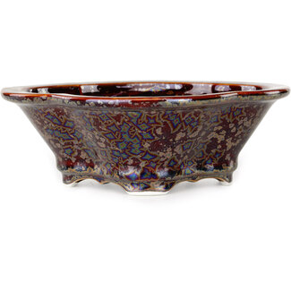 Heian Kosen 170 mm  brown bonsai pot by Heian Kosen, Kyoto, Japan