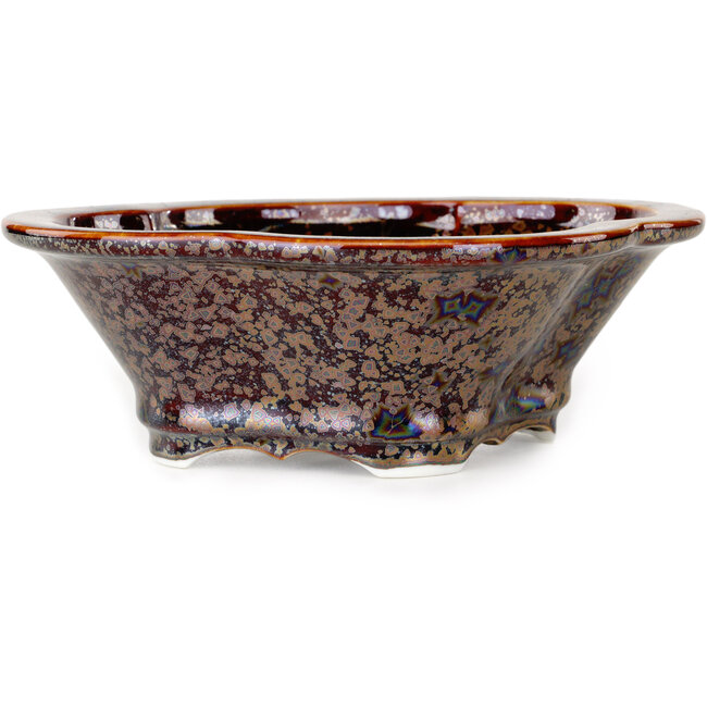 Mokko brown bonsai pot by Heian Kosen - 170 x 157 x 60 mm