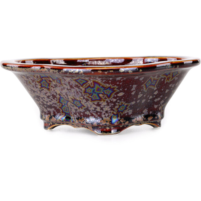 Mokko brown bonsai pot by Heian Kosen - 153 x 140 x 53 mm