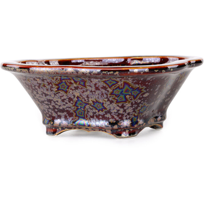 Mokko brown bonsai pot by Heian Kosen - 153 x 140 x 53 mm