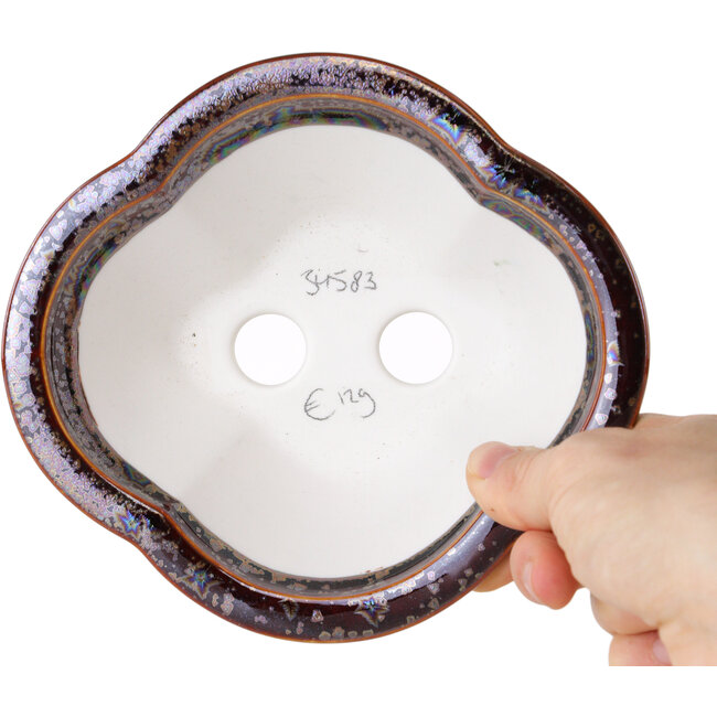 Pot à bonsaï marron Mokko par Heian Kosen - 153 x 140 x 53 mm