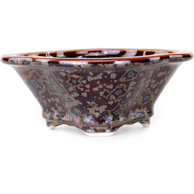 Mokko brown bonsai pot by Heian Kosen - 153 x 140 x 53 mm