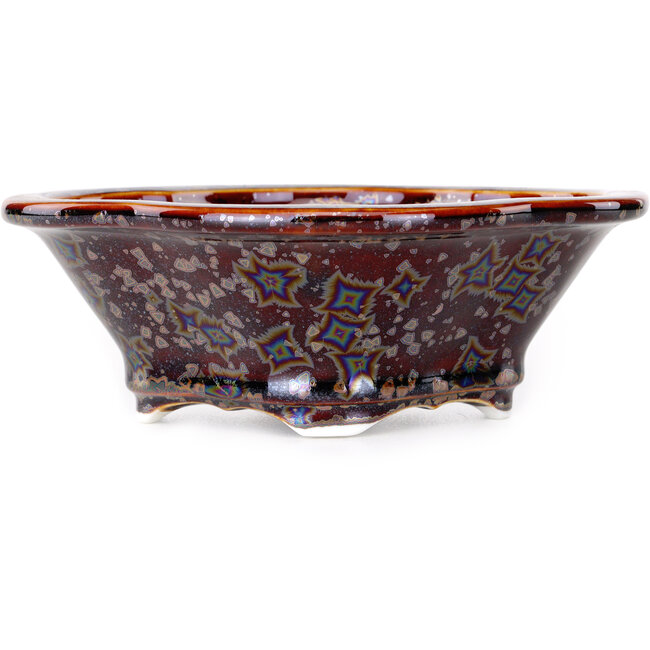 Mokko brown bonsai pot by Heian Kosen - 153 x 140 x 53 mm