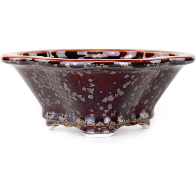 Mokko brown bonsai pot by Heian Kosen - 153 x 140 x 53 mm