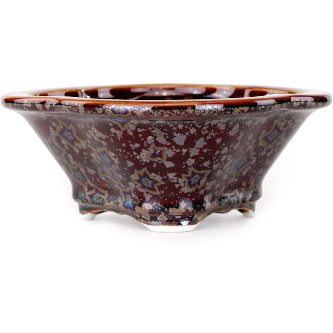 Mokko brown bonsai pot by Heian Kosen - 153 x 140 x 53 mm