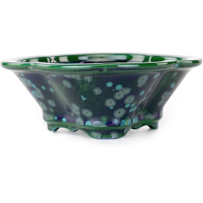 Mokko groene en blauwe bonsaipot van Heian Kosen - 170 x 157 x 60 mm