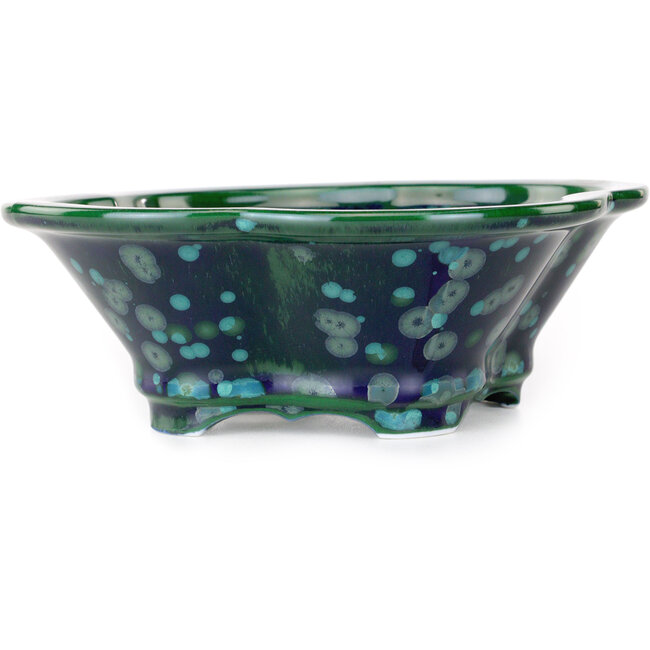 Mokko groene en blauwe bonsaipot van Heian Kosen - 170 x 157 x 60 mm