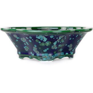 Heian Kosen Pot à bonsaï vert et bleu de 170 mm par Heian Kosen, Kyoto, Japon