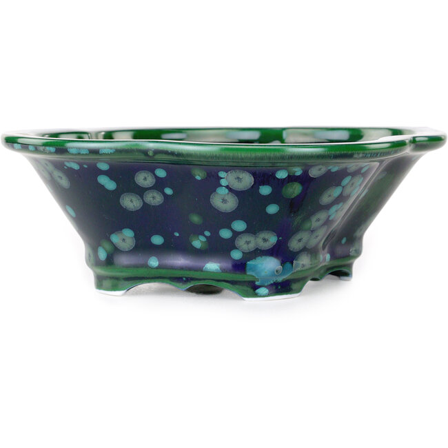 Mokko groene en blauwe bonsaipot van Heian Kosen - 170 x 157 x 60 mm