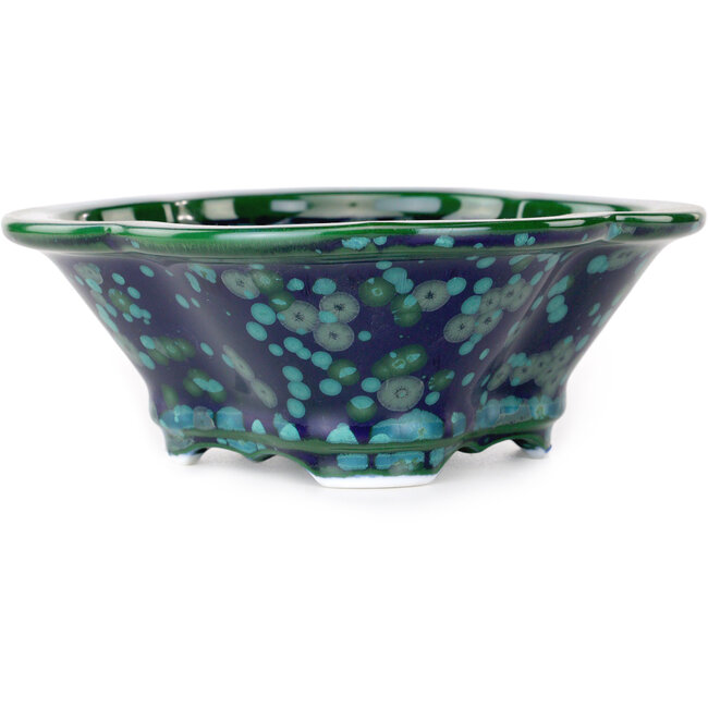 Mokko groene en blauwe bonsaipot van Heian Kosen - 170 x 157 x 60 mm