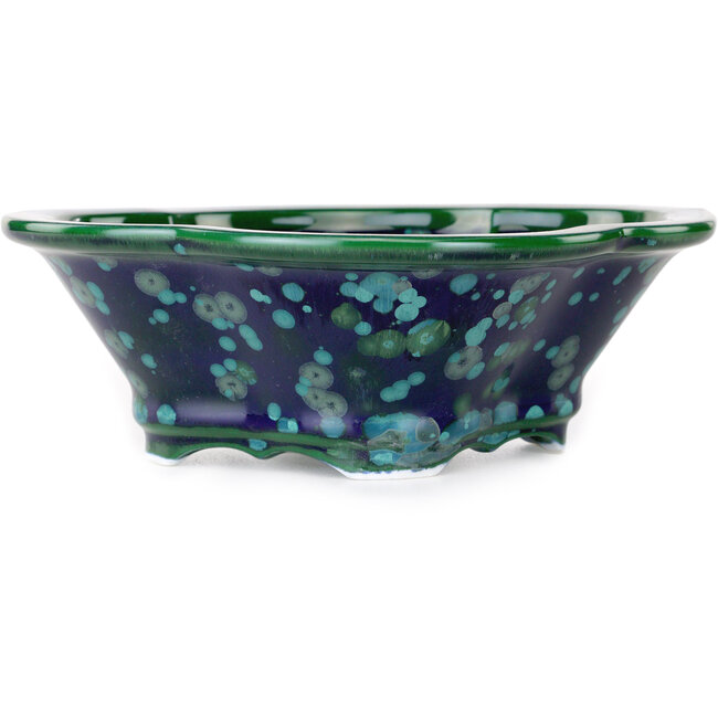 Mokko groene en blauwe bonsaipot van Heian Kosen - 170 x 157 x 60 mm