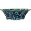 Mokko green and blue bonsai pot by Heian Kosen - 170 x 157 x 60 mm