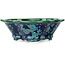Mokko green and blue bonsai pot by Heian Kosen - 170 x 157 x 60 mm