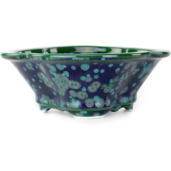 Mokko groene en blauwe bonsaipot van Heian Kosen - 170 x 157 x 60 mm