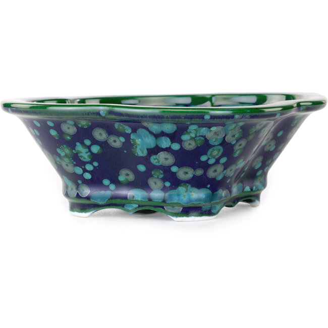 Mokko groene en blauwe bonsaipot van Heian Kosen - 170 x 157 x 60 mm