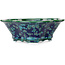 Mokko green and blue bonsai pot by Heian Kosen - 170 x 157 x 60 mm