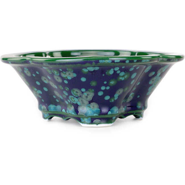 Mokko groene en blauwe bonsaipot van Heian Kosen - 170 x 157 x 60 mm