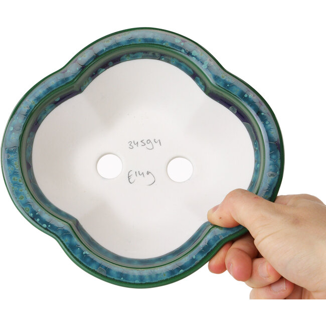 Mokko groene en blauwe bonsaipot van Heian Kosen - 170 x 157 x 60 mm