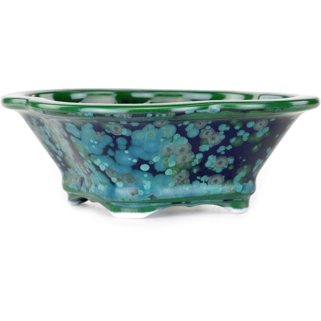 Vaso bonsai Mokko verde e blu di Heian Kosen - 153 x 140 x 53 mm
