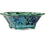 Mokko green and blue bonsai pot by Heian Kosen - 153 x 140 x 53 mm