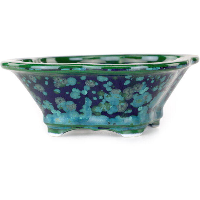 Maceta de bonsái Mokko verde y azul de Heian Kosen - 153 x 140 x 53 mm