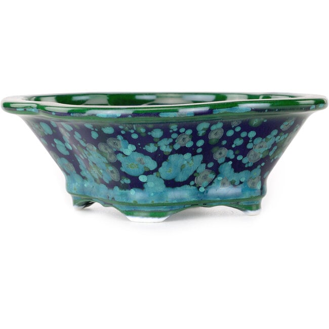 Maceta de bonsái Mokko verde y azul de Heian Kosen - 153 x 140 x 53 mm