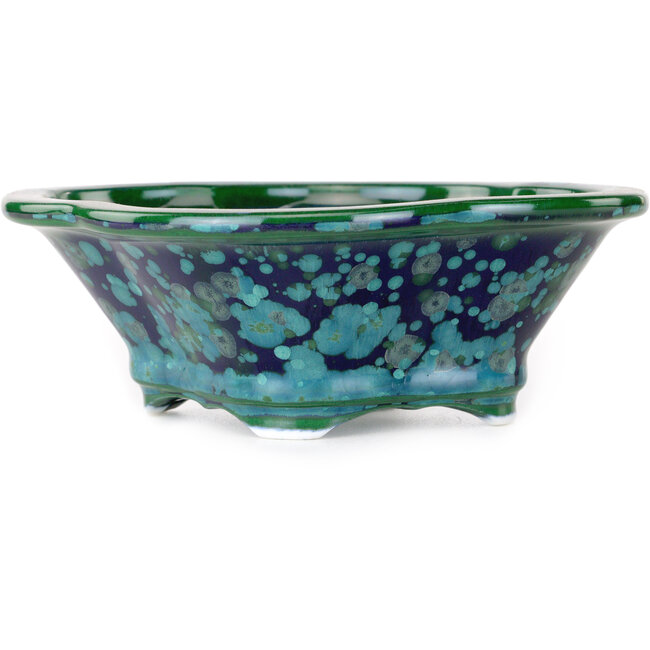 Vaso bonsai Mokko verde e blu di Heian Kosen - 153 x 140 x 53 mm
