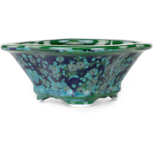 Maceta de bonsái Mokko verde y azul de Heian Kosen - 153 x 140 x 53 mm