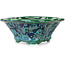Mokko green and blue bonsai pot by Heian Kosen - 153 x 140 x 53 mm
