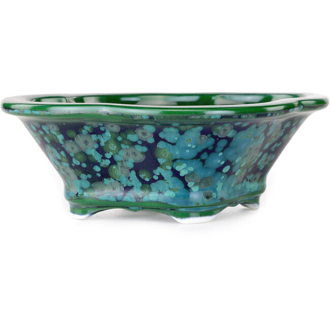 Mokko grüner und blauer Bonsai-Topf von Heian Kosen - 153 x 140 x 53 mm