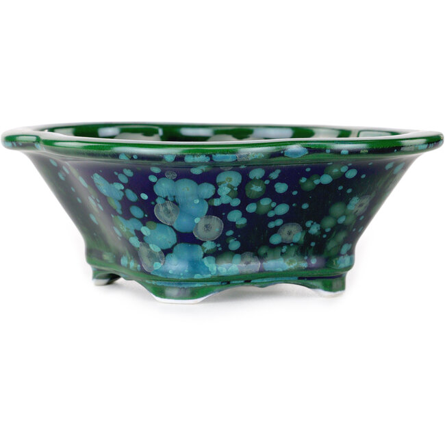 Vaso bonsai Mokko verde e blu di Heian Kosen - 153 x 140 x 53 mm