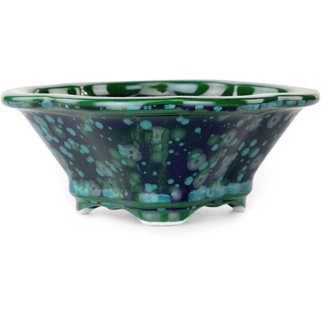 Maceta de bonsái Mokko verde y azul de Heian Kosen - 153 x 140 x 53 mm