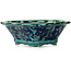 Mokko green and blue bonsai pot by Heian Kosen - 153 x 140 x 53 mm