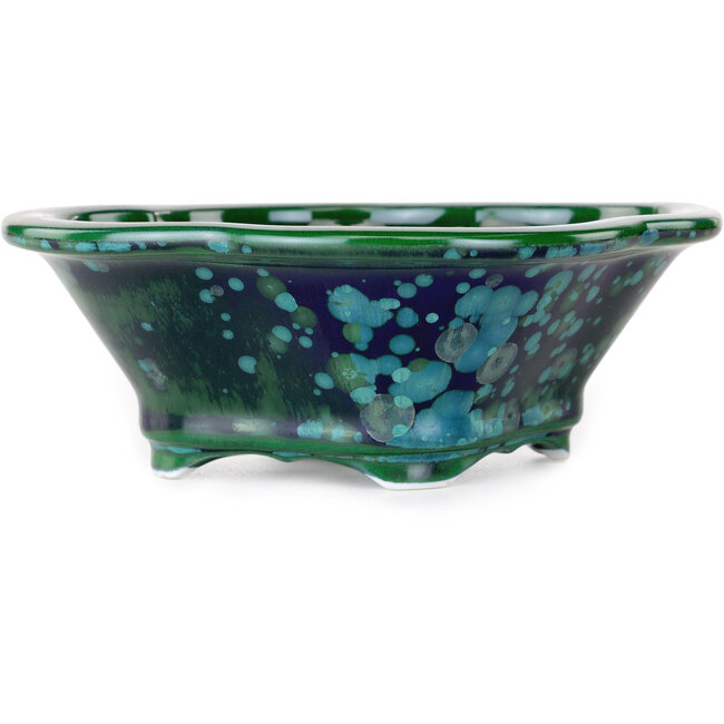 Maceta de bonsái Mokko verde y azul de Heian Kosen - 153 x 140 x 53 mm