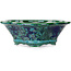 Mokko green and blue bonsai pot by Heian Kosen - 153 x 140 x 53 mm