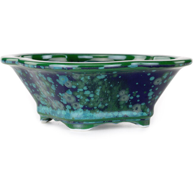 Vaso bonsai Mokko verde e blu di Heian Kosen - 153 x 140 x 53 mm